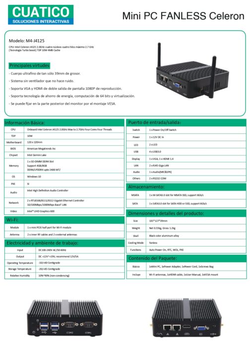 MiniPc FANLESS Intel J4125 - Imagen 5