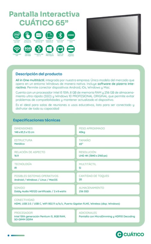 Pantalla Interactiva Educativa/Oficinas 65'' - Imagen 2